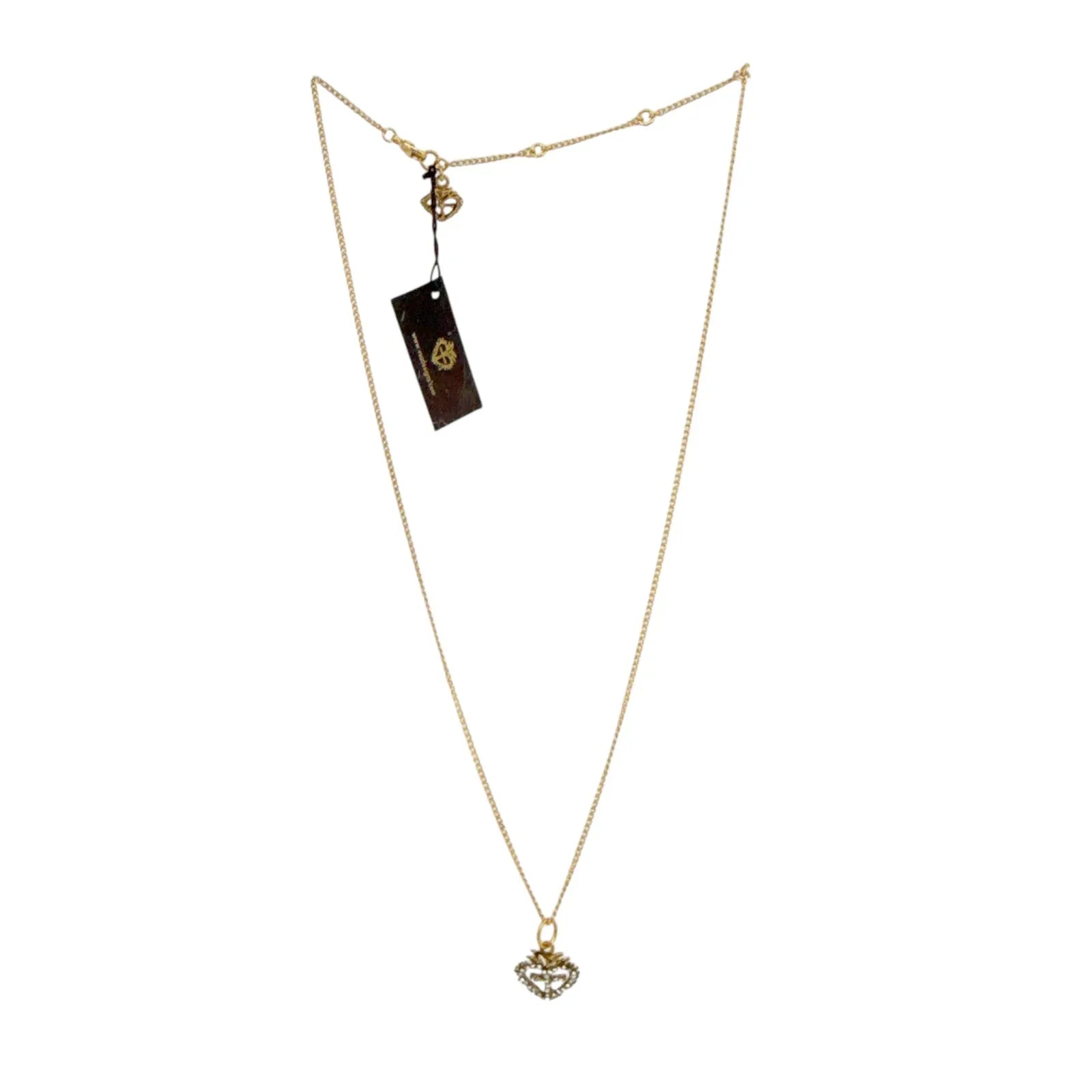 VIRGINS SAINTS & ANGELS VSA Sacred Heart Logo Charm Necklace in Gold - flyKAMP