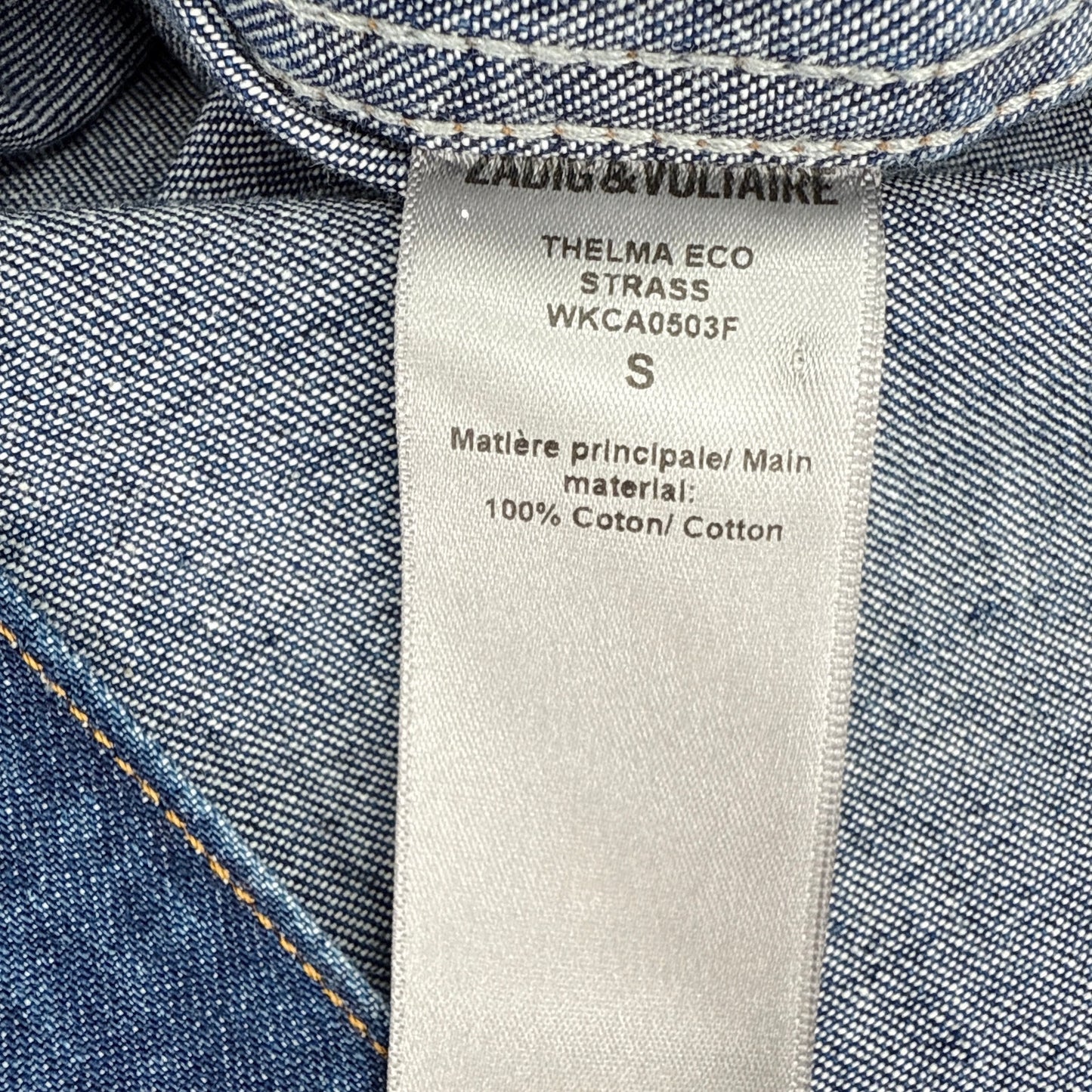 ZADIG & VOLTAIRE Thelma Eco Strass Denim Shirt S