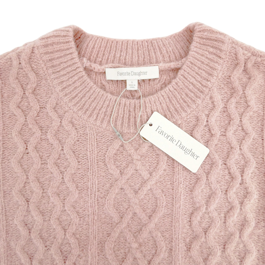 FAVORITE DAUGHTER The Oversized Cable Sweater in Whimsical Rose S Favorite Daughter