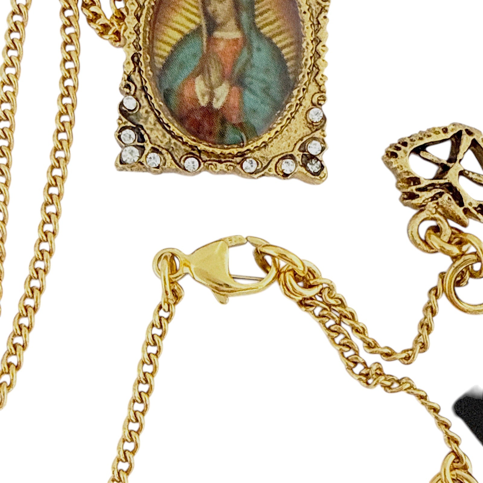 VIRGINS SAINTS & ANGELS VSA Retablo Square Frame Charm Necklace in Gold Virgins Saints & Angels