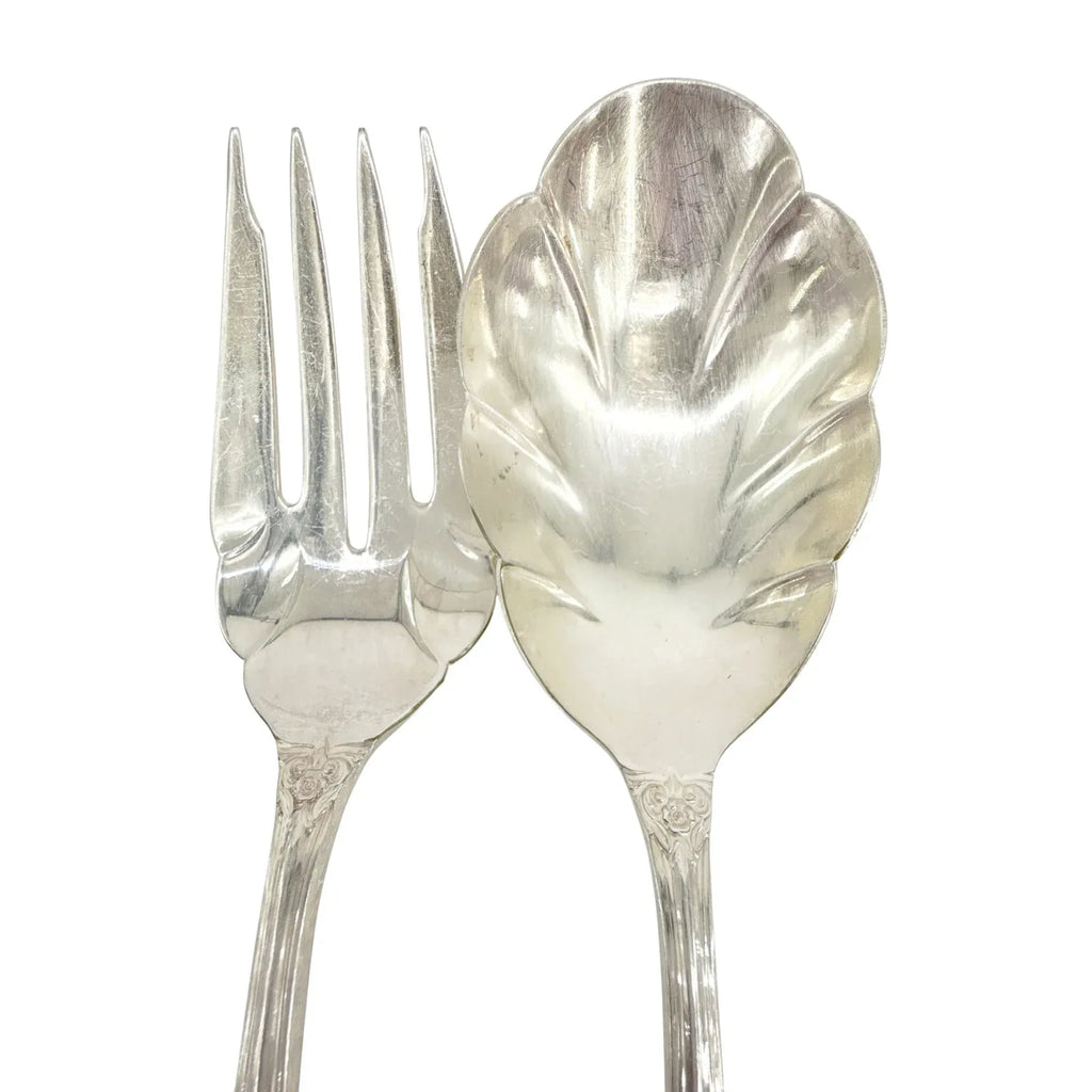 1847 ROGERS BROS Heritage Silver Plate Serving Set Casserole Spoon & Meat Fork - flyKAMP