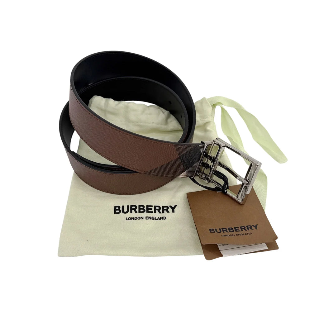 BURBERRY Louis 35mm Reversible Buckle Giant Check E-Canvas Belt 85|34 - flyKAMP