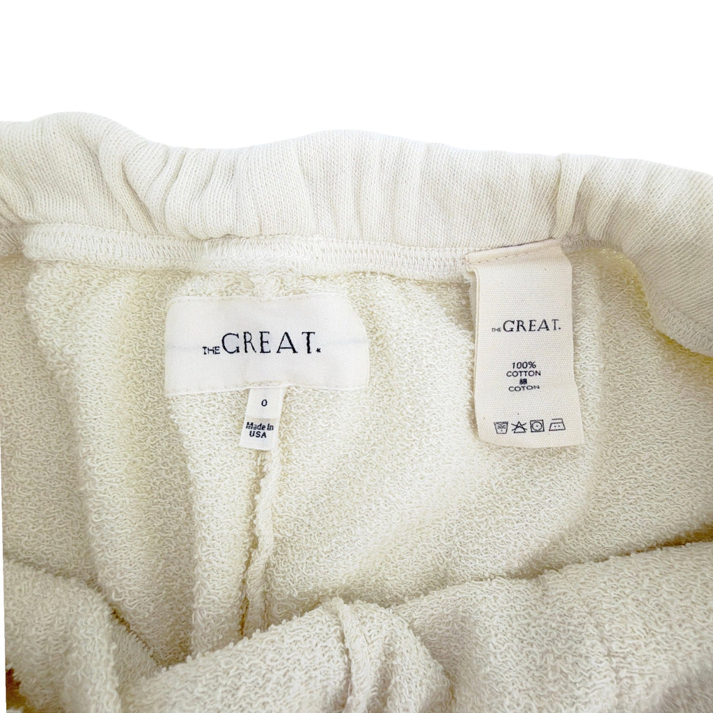 The GREAT. The Patch Pocket Sweat Short. Washed White 0|XS The Great.