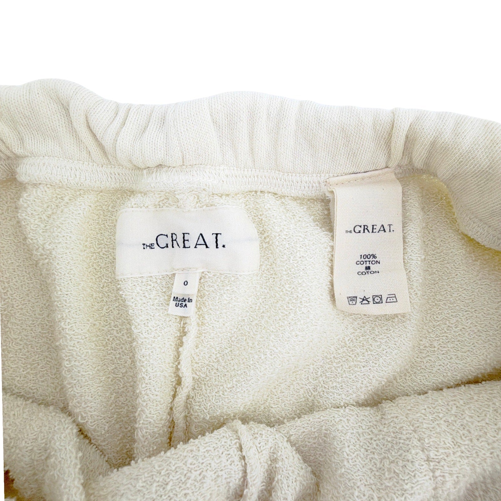 The GREAT. The Patch Pocket Sweat Short. Washed White 0|XS The Great.