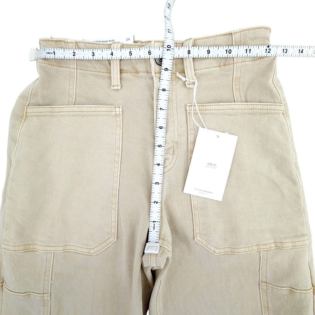FLYING MONKEY Super High Rise Barrel Fit Jean in Vintage Beige 24 Mother