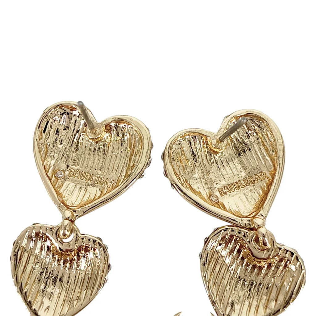BAUBLEBAR Isabelle Pavé Heart Linear Drop Earrings - flyKAMP