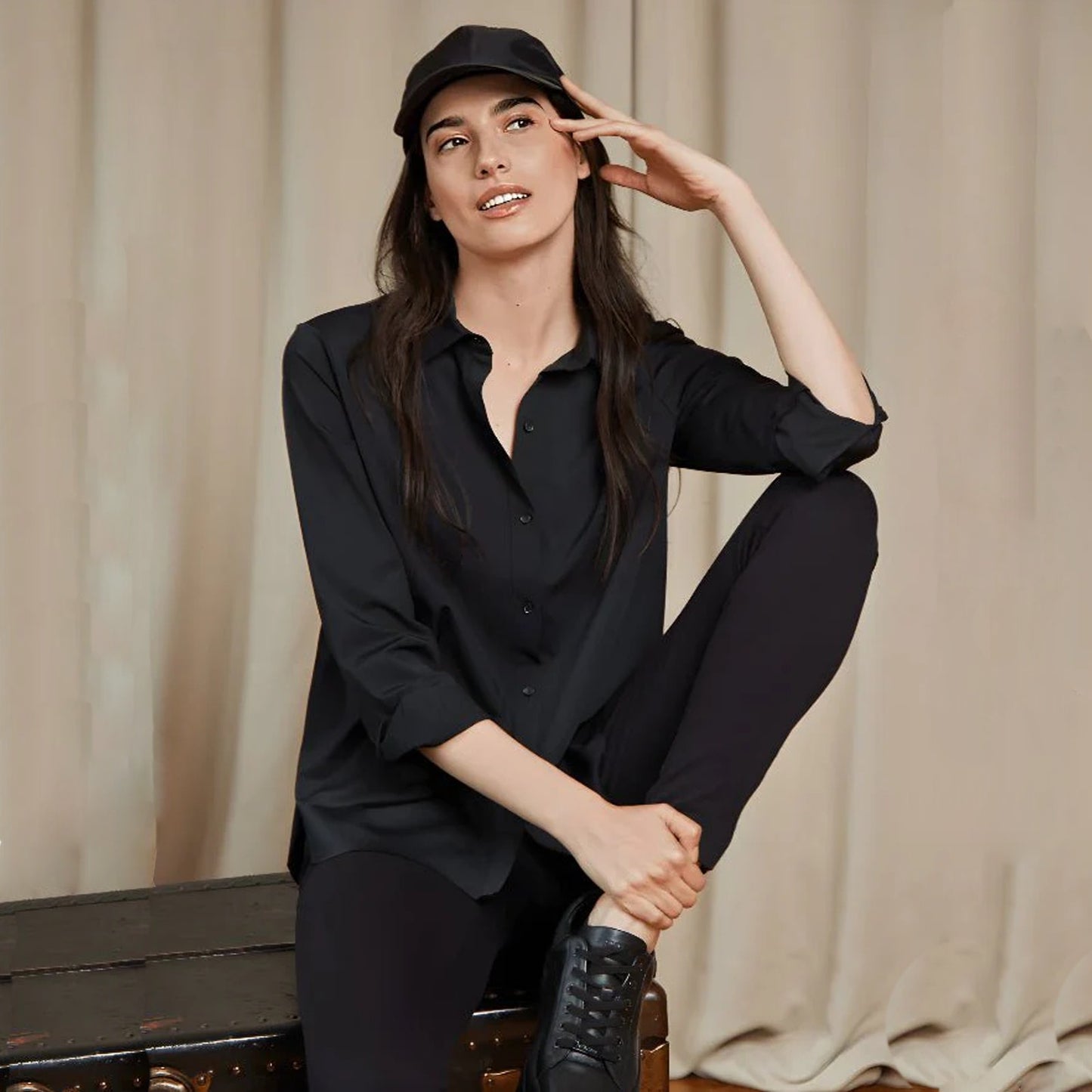 LYSSE Connie Button Down Black S
