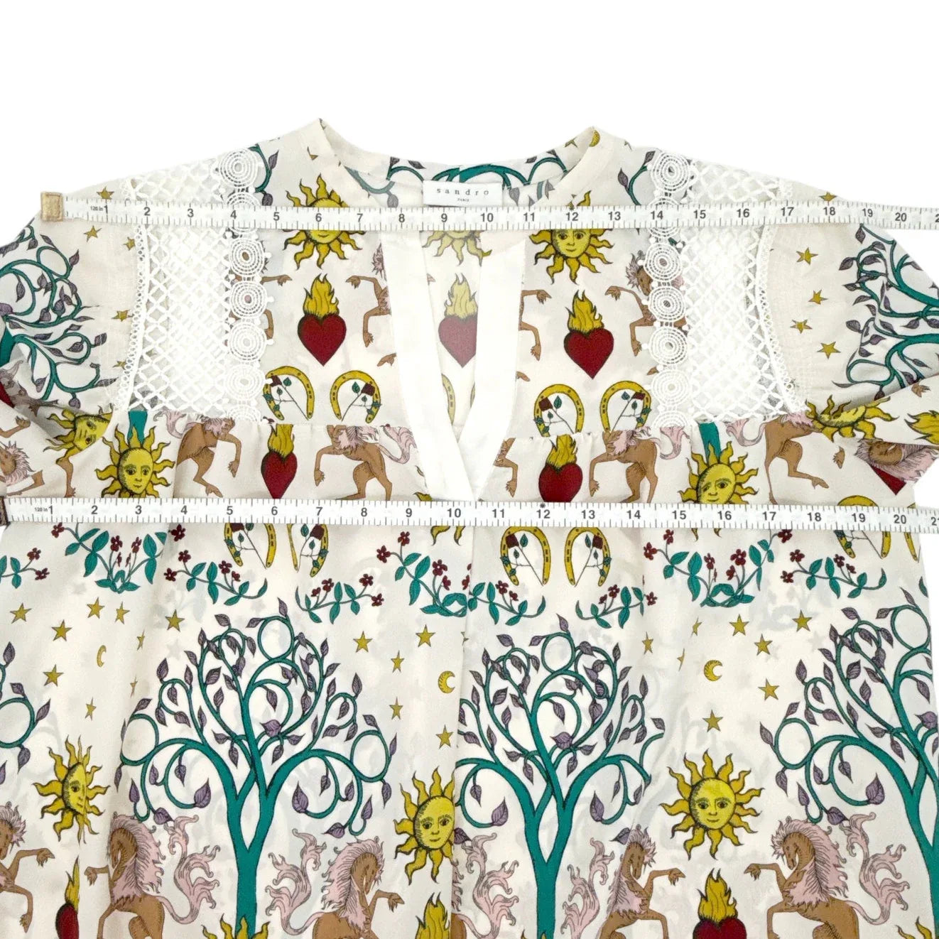 SANDRO Azucar Print Chiffon Blouse In Off White 2|M - flyKAMP