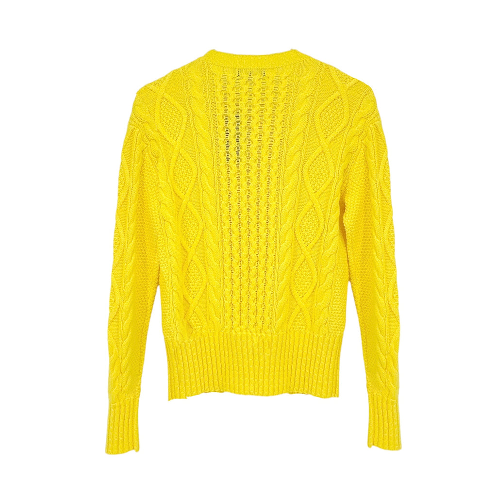POLO RALPH LAUREN Cable-Knit Cotton Jumper in Yellow XS Polo Ralph Lauren