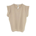MINNIE ROSE Cashmere Cap Sleeve Knit Tee in Linen M Minnie Rose