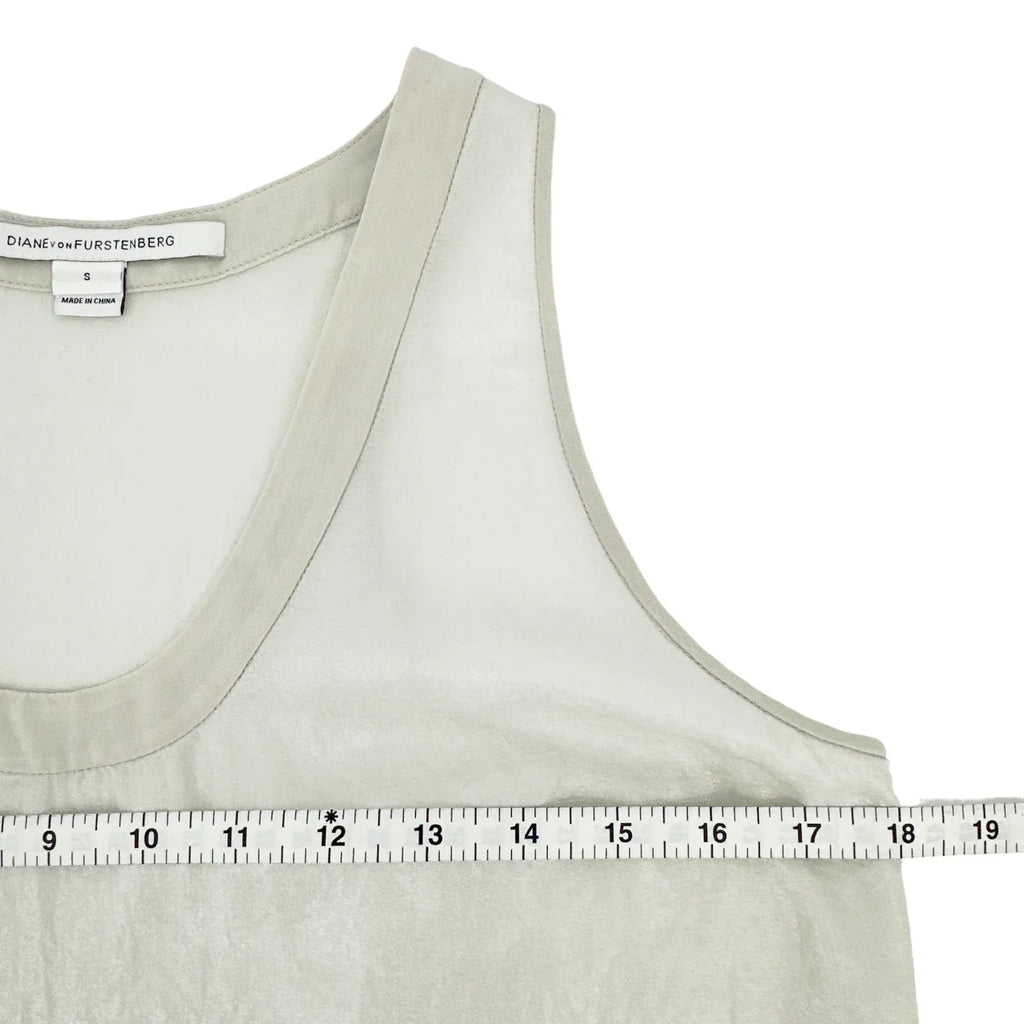 DIANE von FURSTENBERG DVF Emilia Crushed Metallic Tank in Silver S - flyKAMP