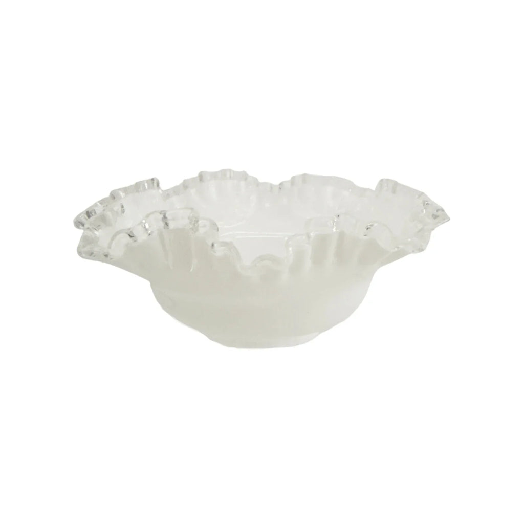 FENTON ART GLASS Vintage Silver Crest Bowl with Ruffle Top - flyKAMP
