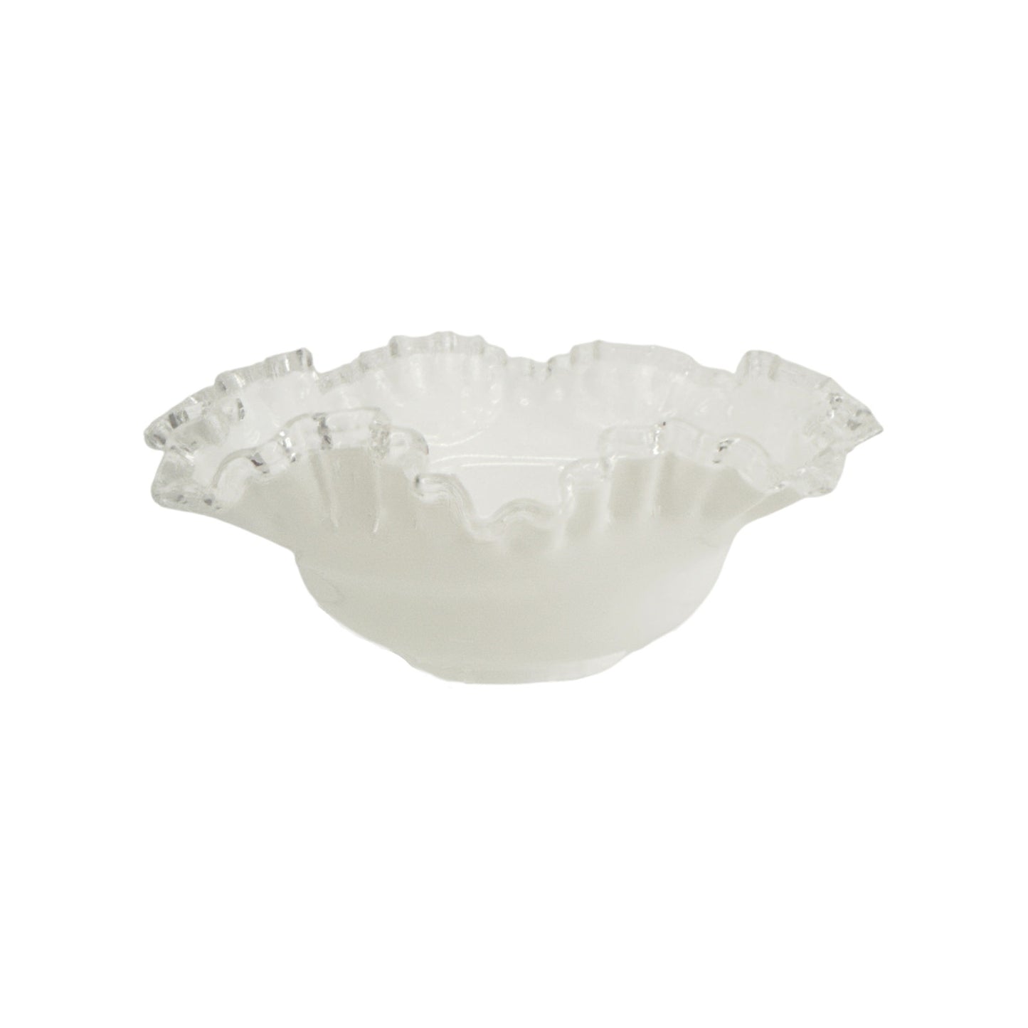 FENTON ART GLASS Vintage Silver Crest Bowl with Ruffle Top