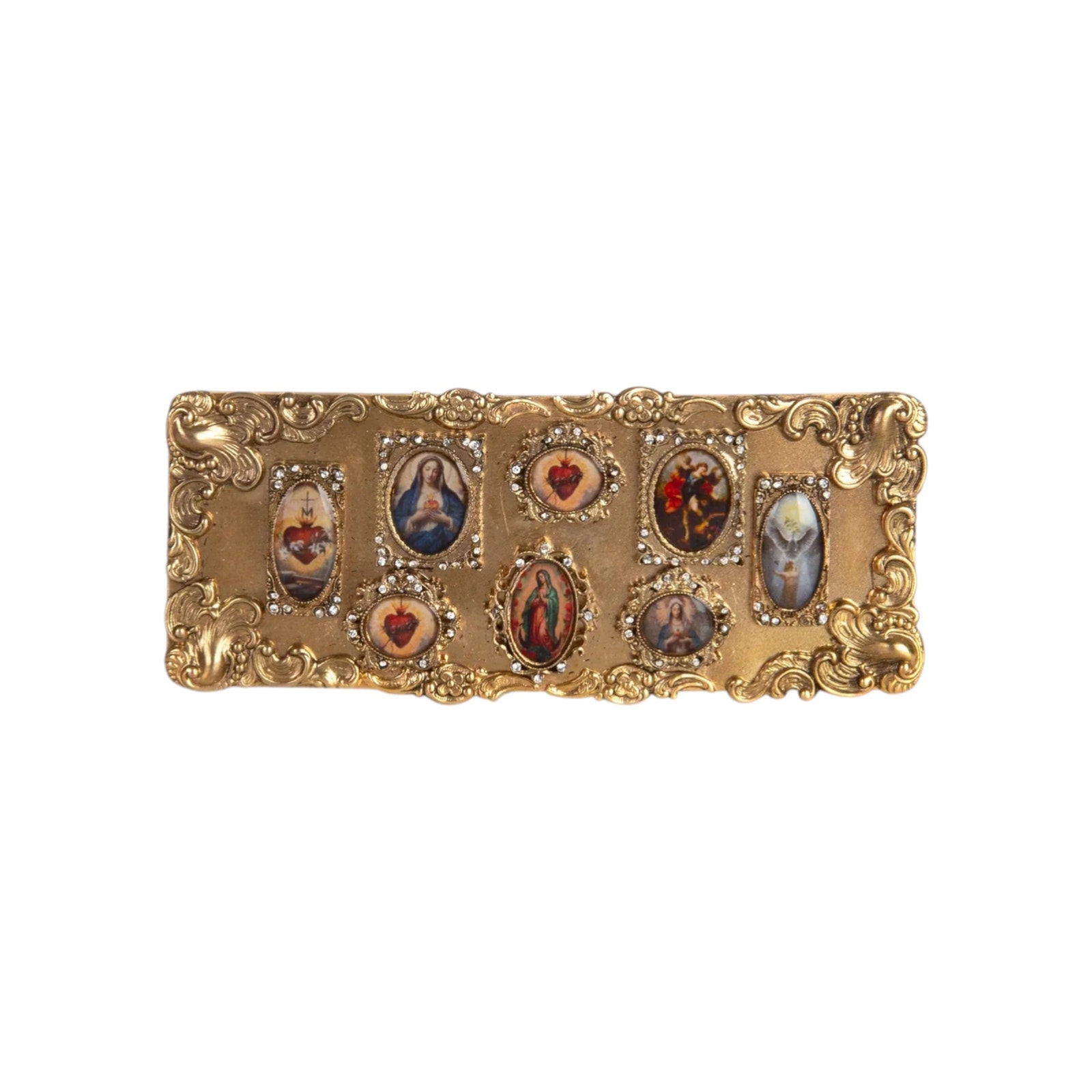 VIRGINS SAINTS & ANGELS VSA Retablo Framed Buckle in Gold Virgins Saints & Angels