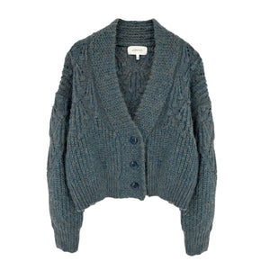 The GREAT. The Frond Montana Cardigan in Pine Needle Shimmer 1 | S