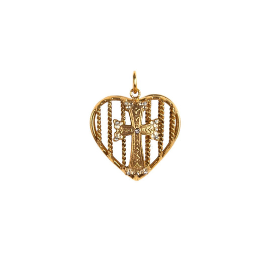 VIRGINS SAINTS & ANGELS VSA Caged Heart Cross Charm