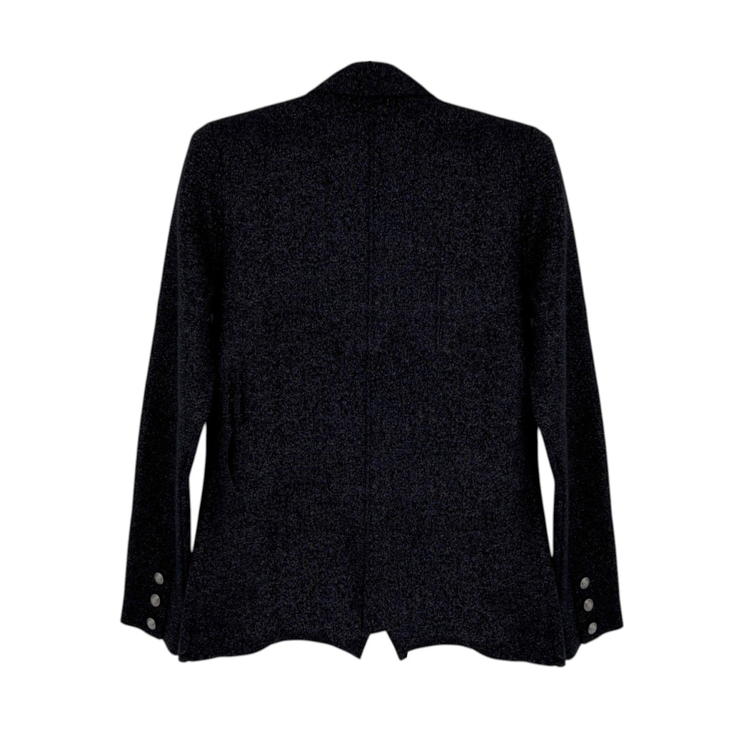 L'AGENCE Kenzie Metallic Knit Blazer in Black & Gunmetal Lurex S L'Agence