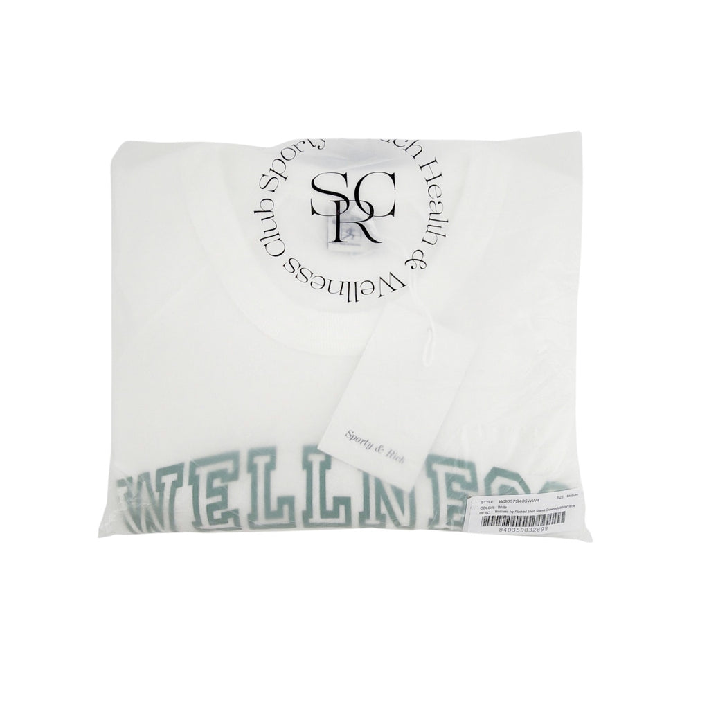 SPORTY & RICH Wellness Ivy Short Sleeve Soft Crewneck in White/Verde M Sporty & Rich