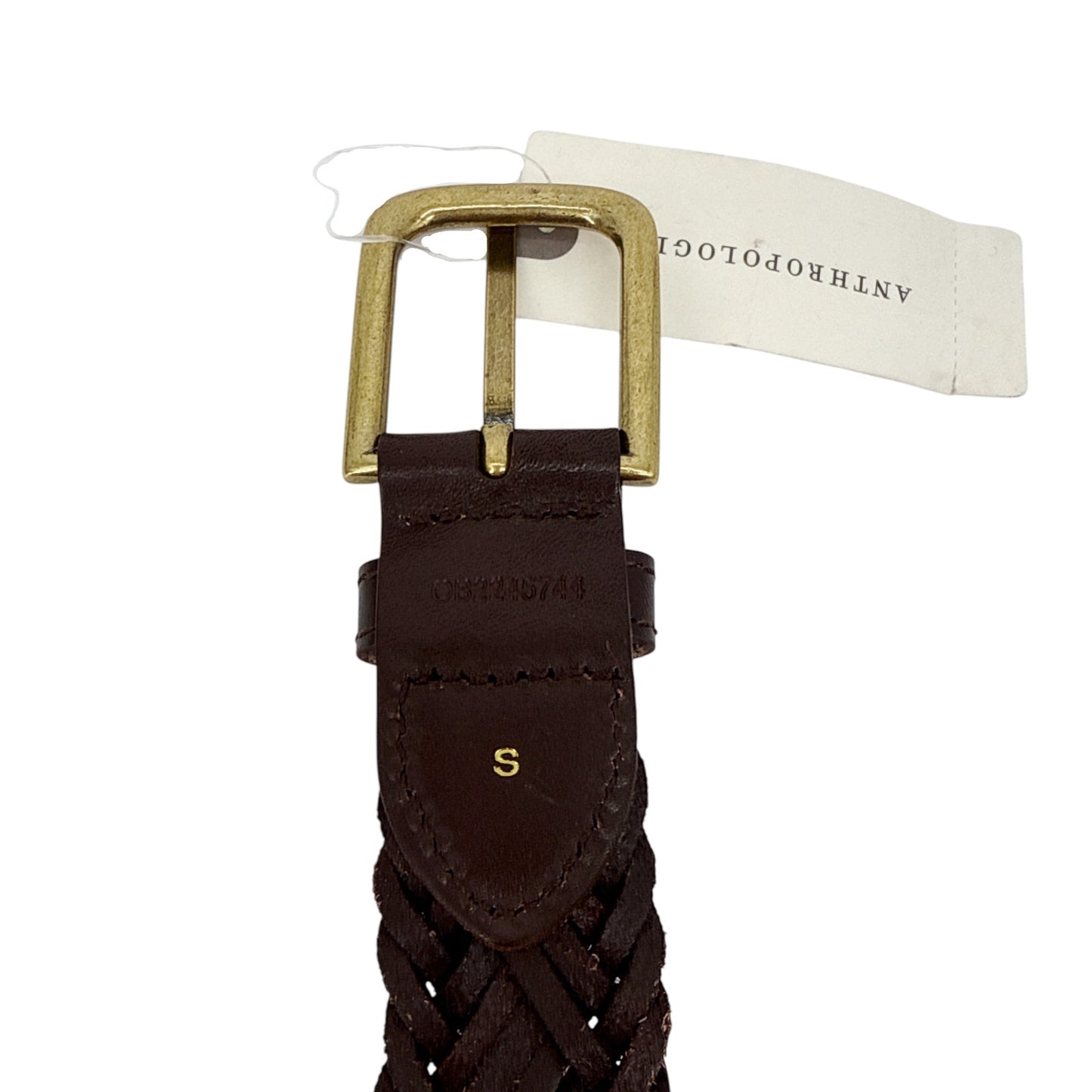 ANTHROPOLOGIE Woven Leather Belt in Brown S