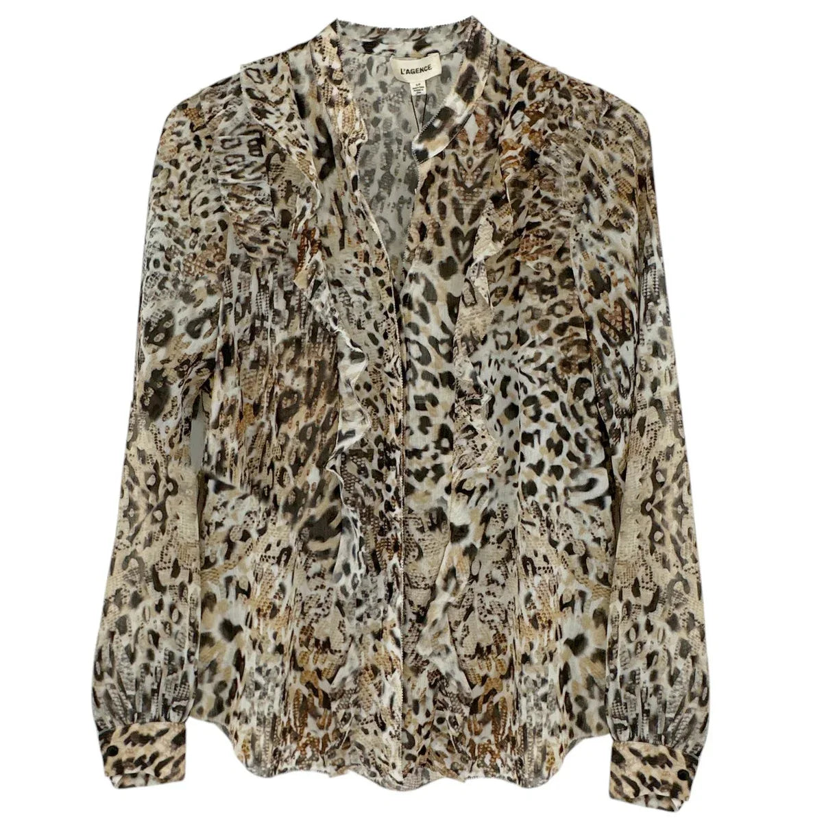 L'AGENCE Nadine Printed Ruffle Blouse In Sundari Lynx S - flyKAMP