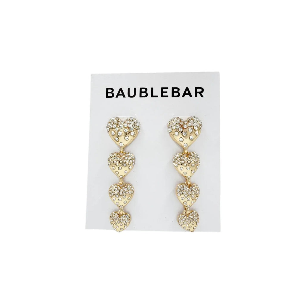 BAUBLEBAR Isabelle Pavé Heart Linear Drop Earrings - flyKAMP