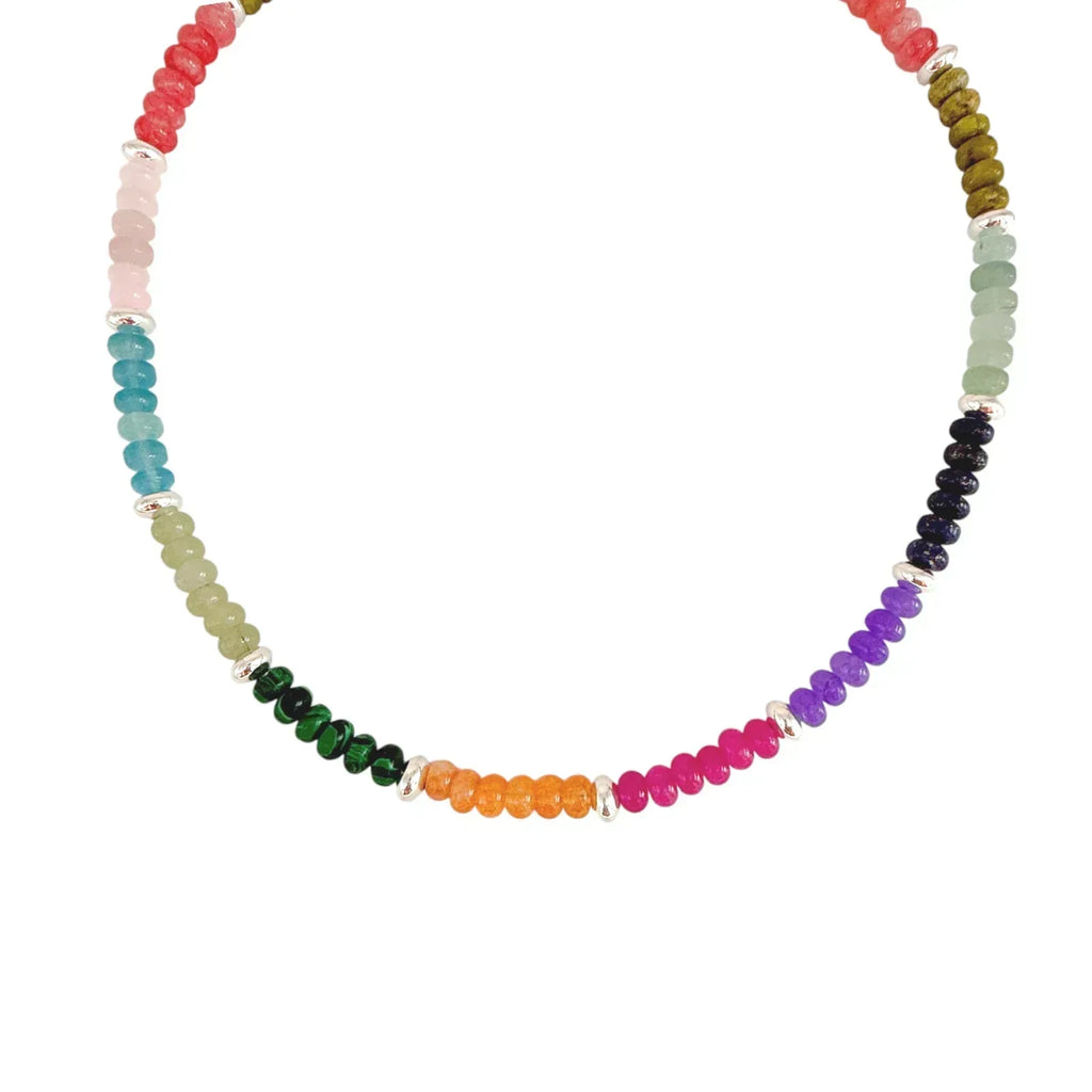 SILPADA Colored In Silver Mixed Stones Beaded Necklace - flyKAMP