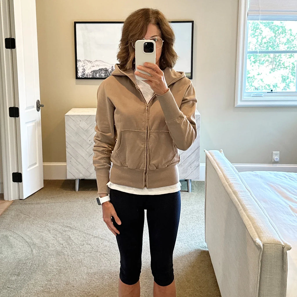 PRIMP Sequin Zip Hoodie in Tan & Gold S - flyKAMP