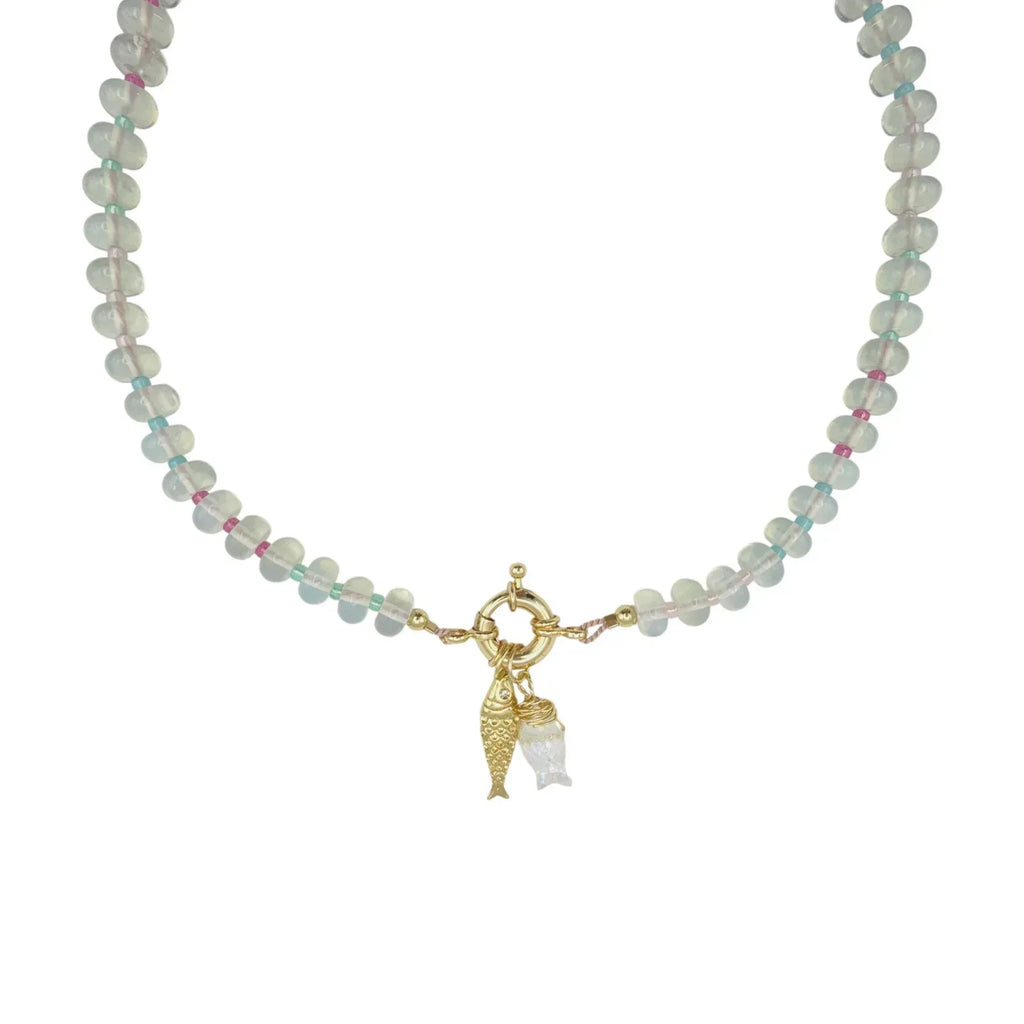 THE SILVER WREN Mirage Stone Candy Fish Necklace in Opalite 18" - flyKAMP