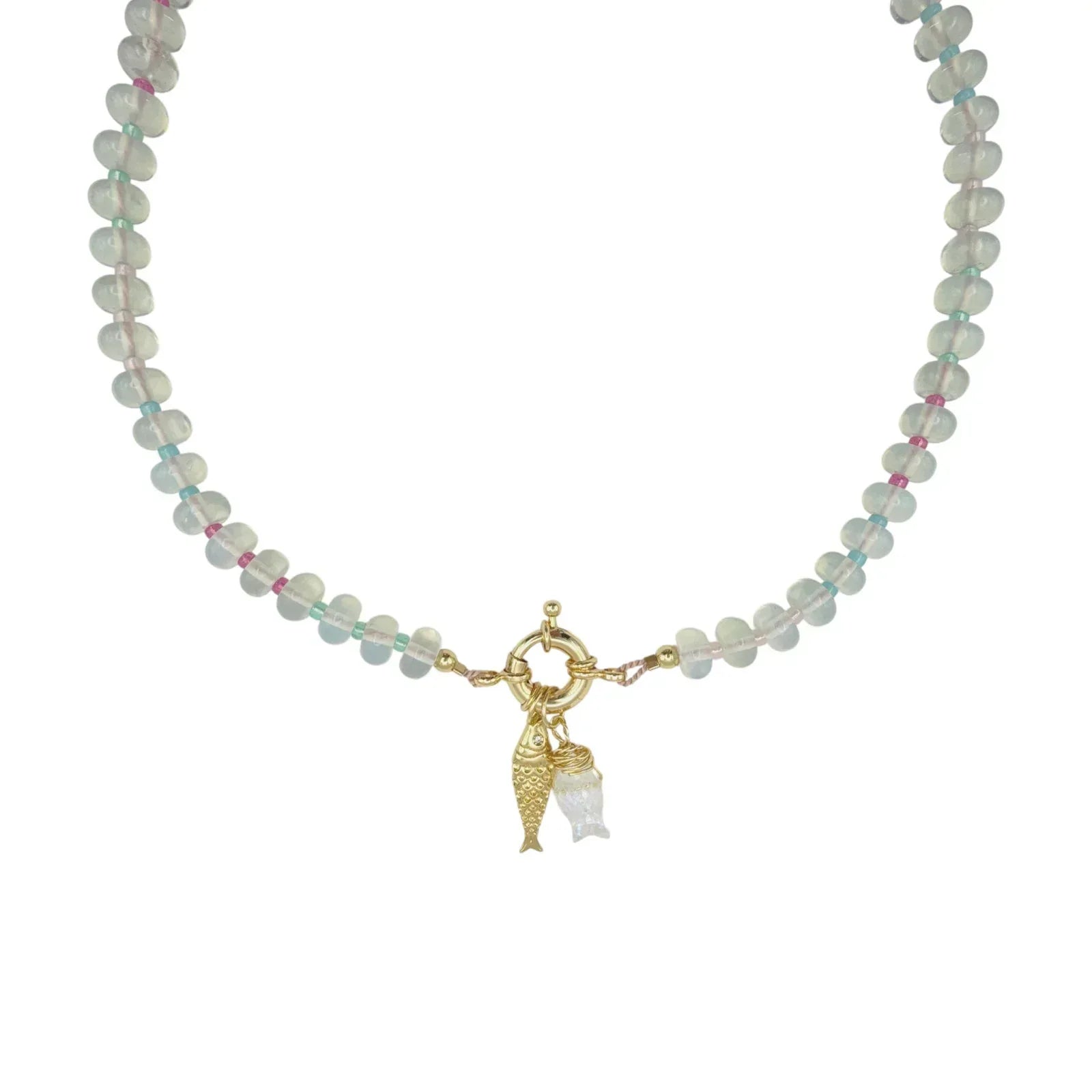 THE SILVER WREN Mirage Stone Candy Fish Necklace in Opalite 18" - flyKAMP