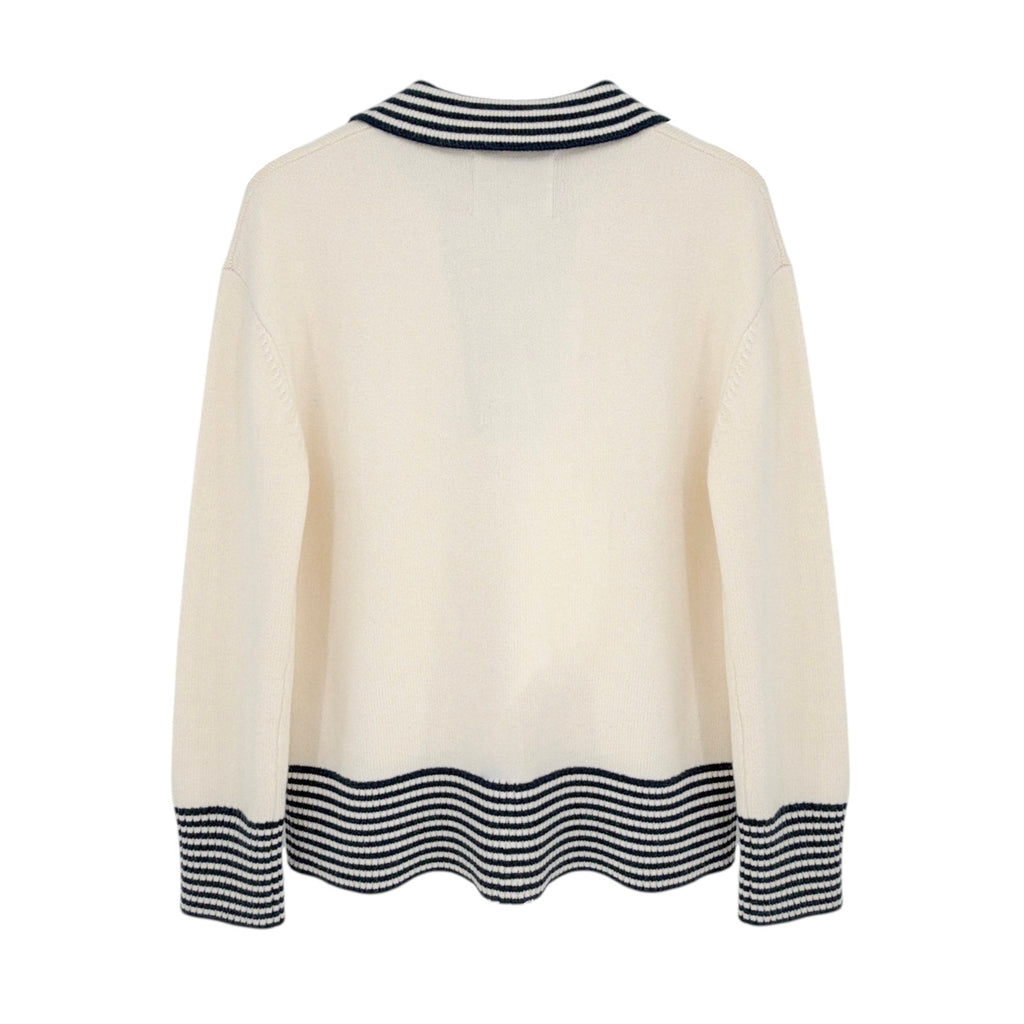 ADDISON BAY Carlyle Rugby Sweater in Cream & Navy XS Addison Bay