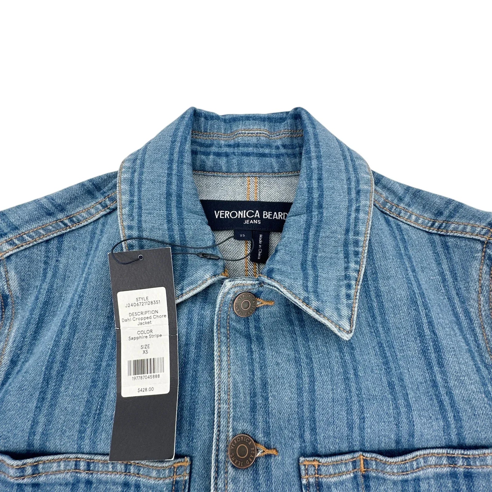 VERONICA BEARD Dahl Striped Denim Jacket XS - flyKAMP