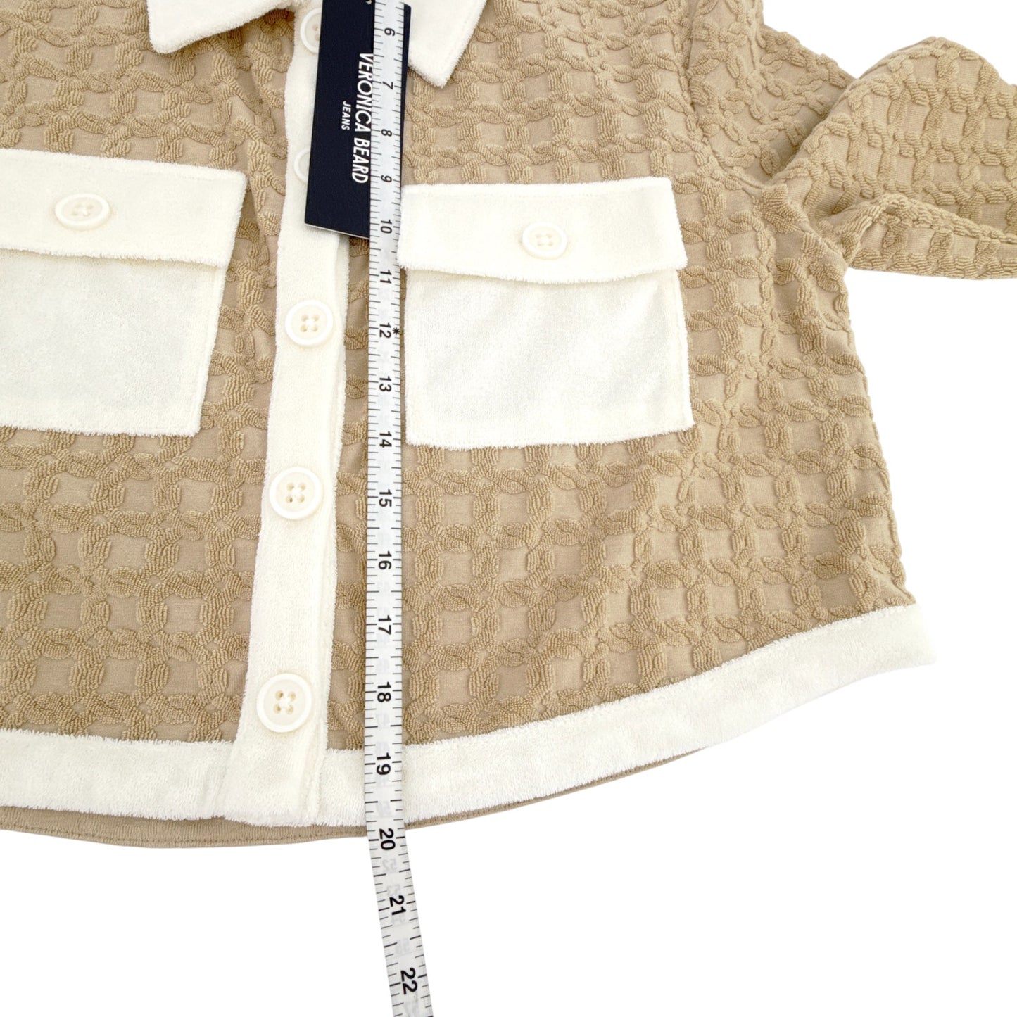 VERONICA BEARD Zariah Cropped Cardigan in Stone Khaki S