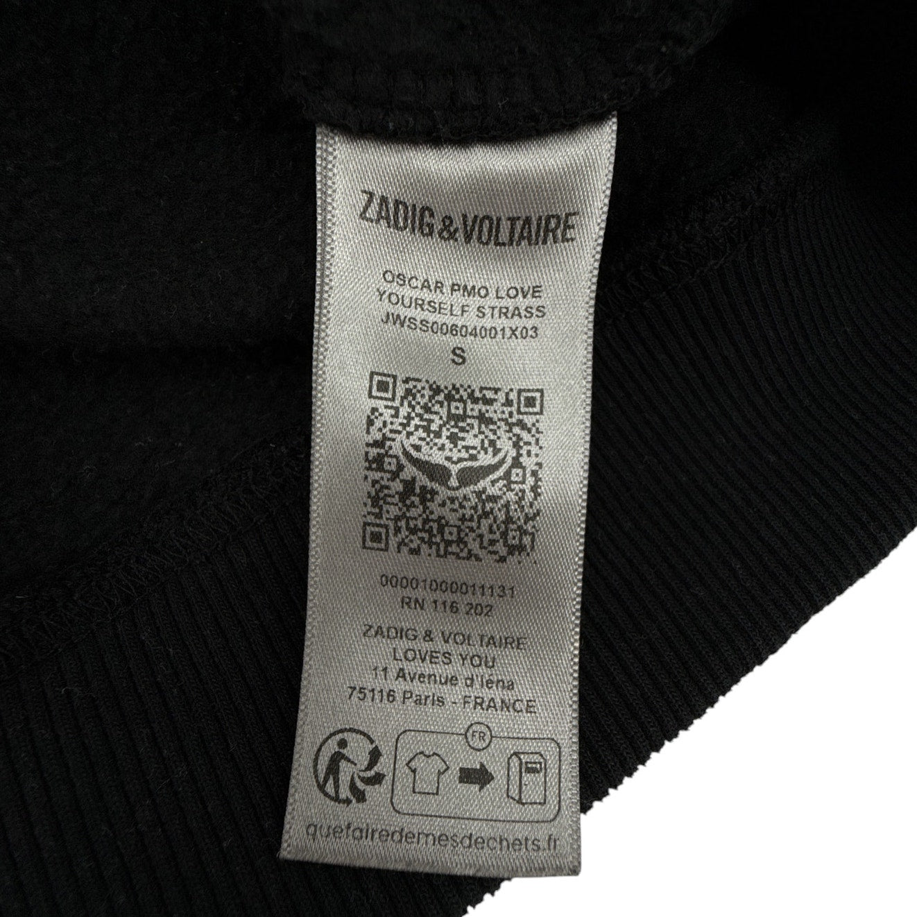 ZADIG & VOLTAIRE Oscar PMO Love Yourself Strass Sweatshirt S