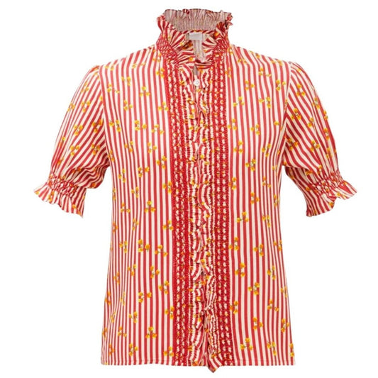 LORETTA CAPONI Donatella High Neck Blouse M