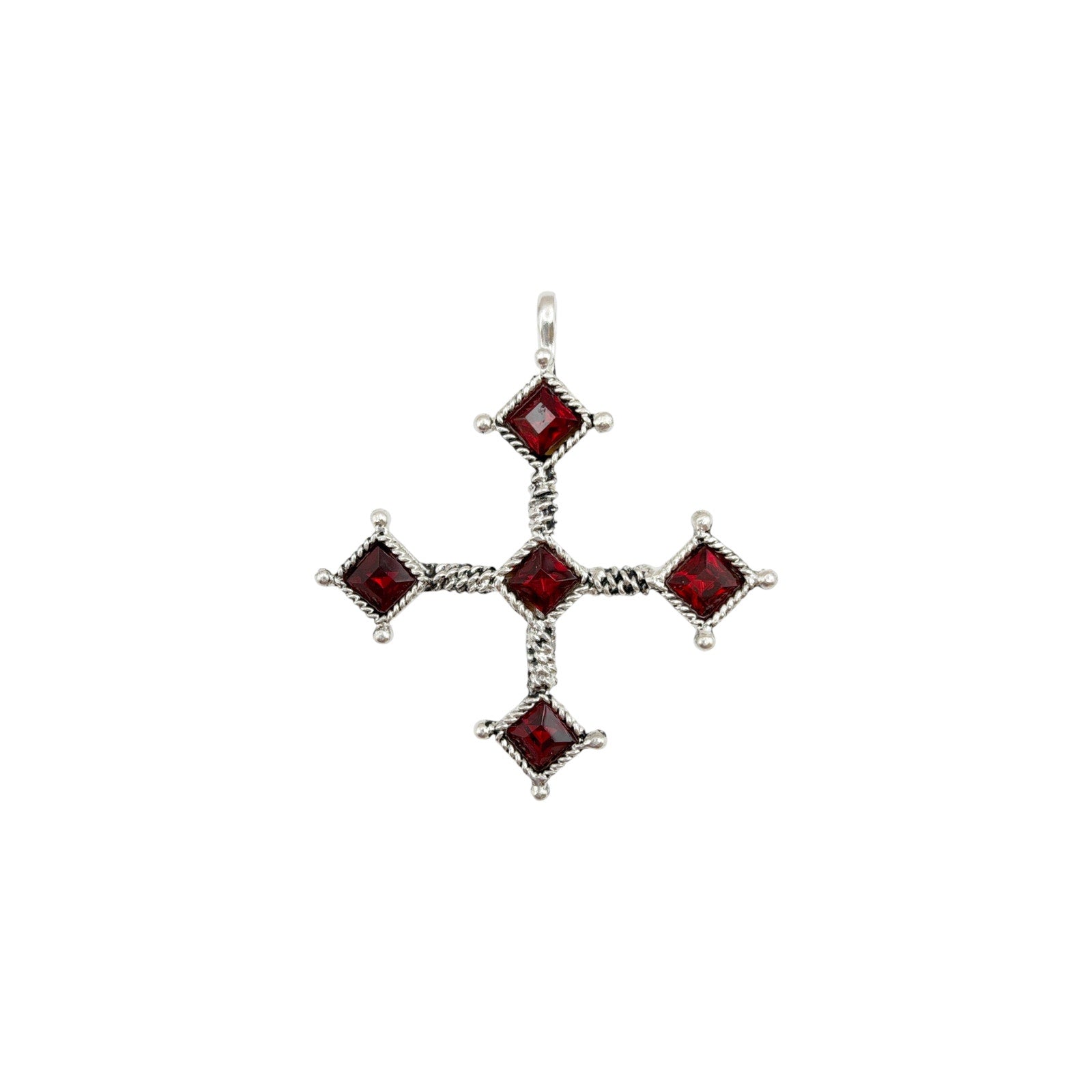 VIRGINS SAINTS & ANGELS VSA Brigid Cross Medallion Fire Ruby & Silver