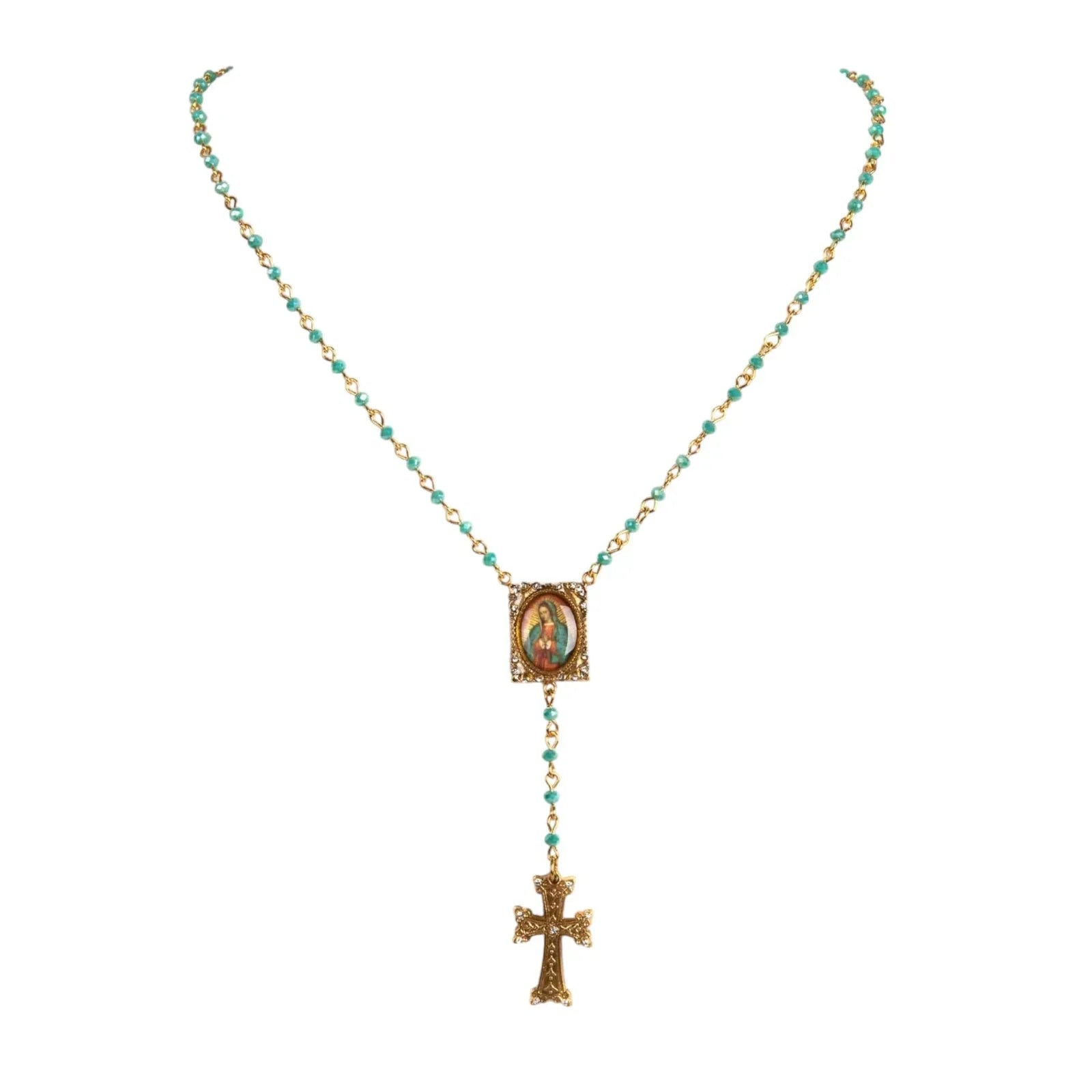 VIRGINS SAINTS & ANGELS VSA Retablo Guadalupe Rosary Necklace - flyKAMP