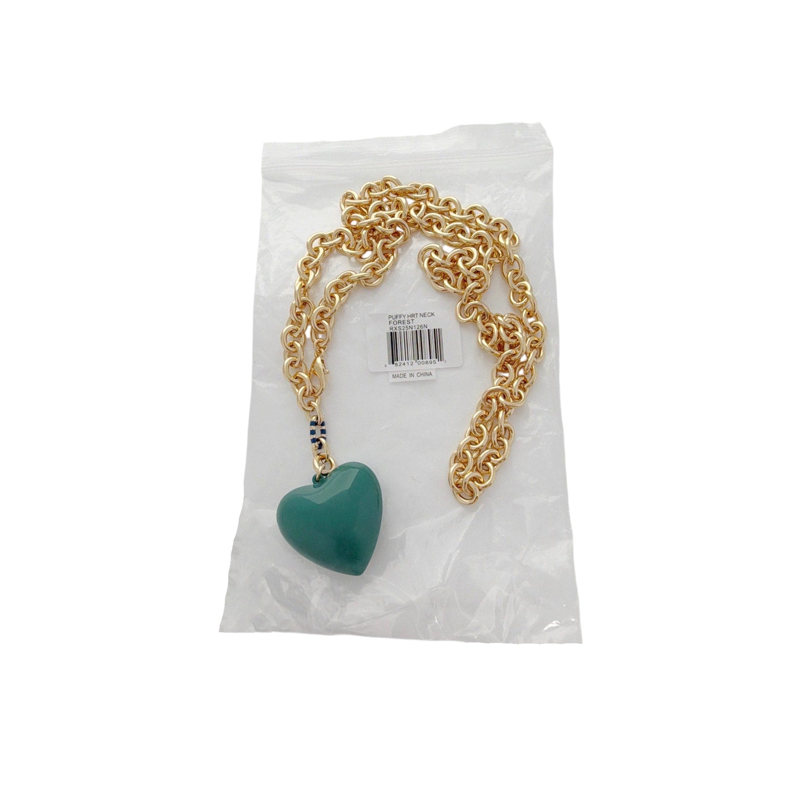 ROXANNE ASSOULIN The Big Puffy Heart Charm Necklace in Forest Roxanne Assoulin