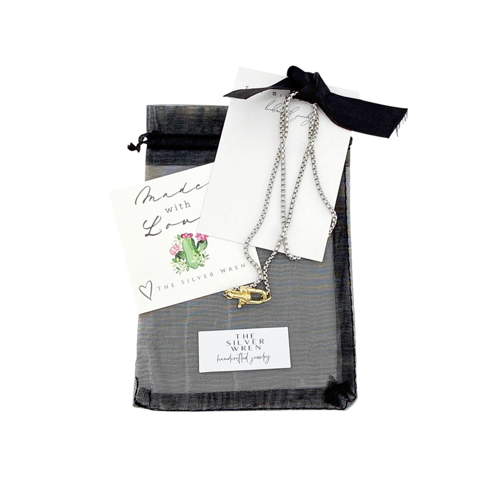 THE SILVER WREN Interlocking Charm Holder Necklace in Silver and Gold