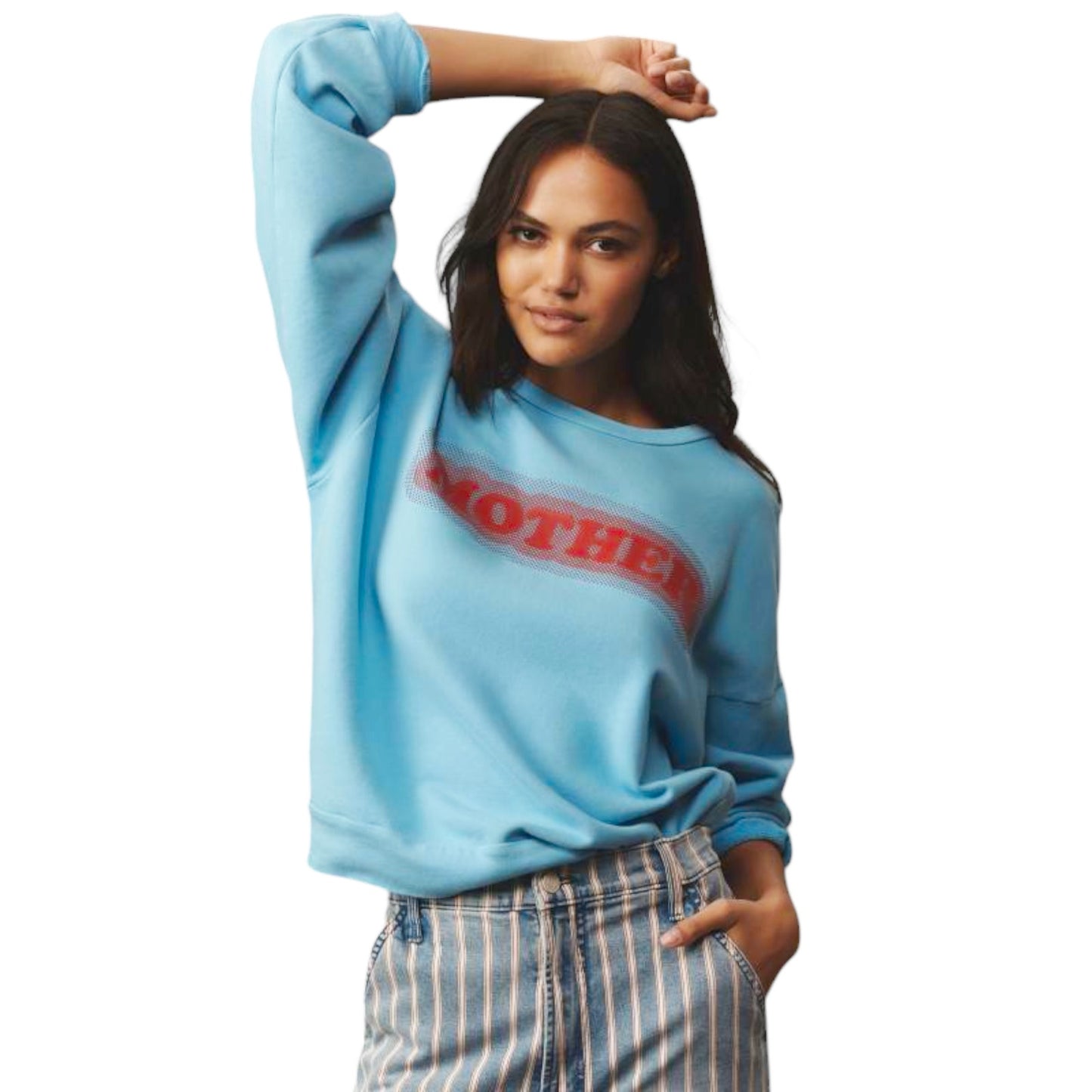 MOTHER The Drop Square Logo Cotton Sweatshirt in Mother High Density XS