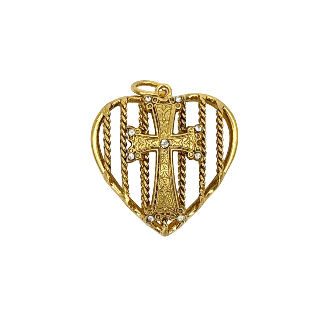 VIRGINS SAINTS & ANGELS VSA Caged Heart Cross Charm - flyKAMP