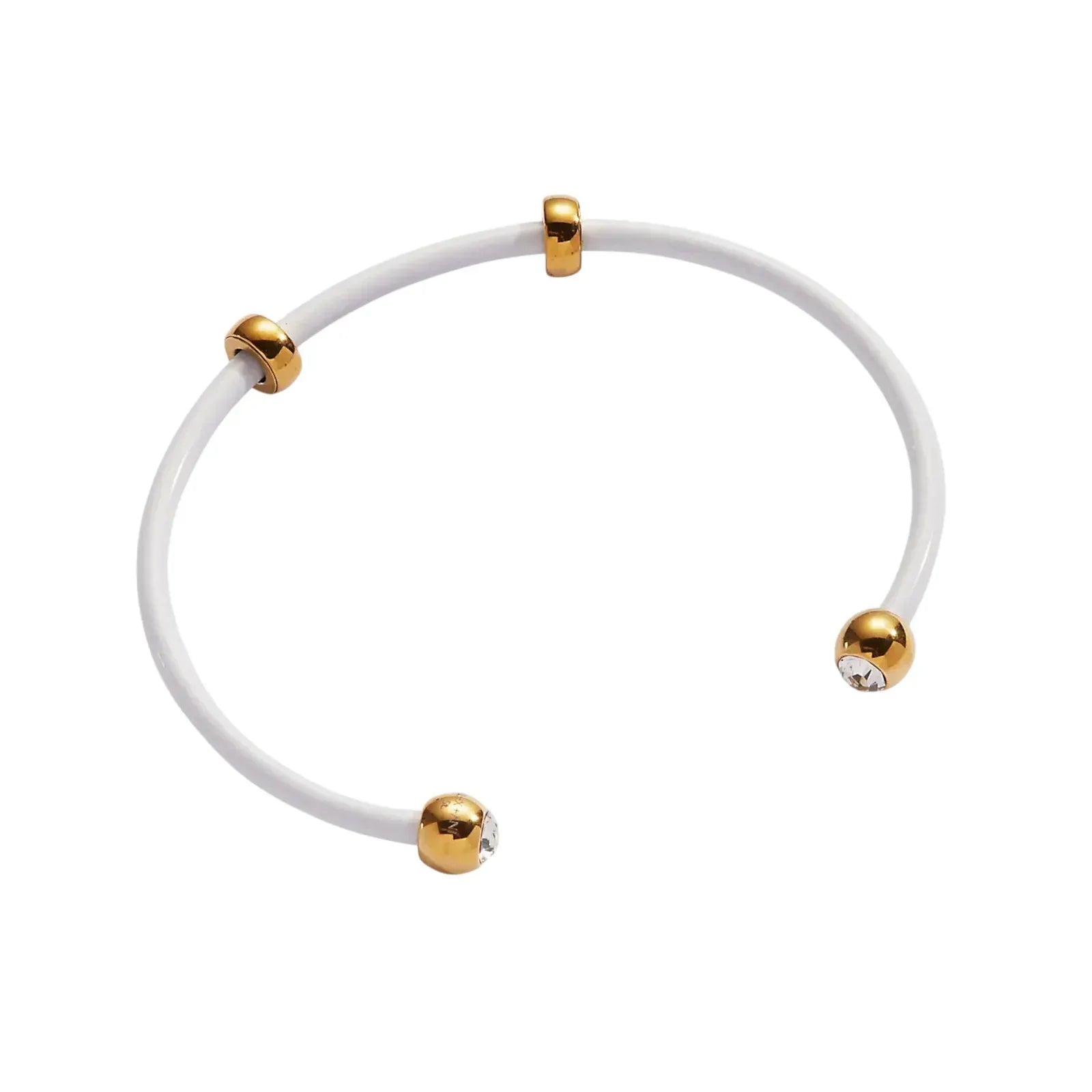 ALEX+ANI Bezel Stone Enamel Cuff in White - flyKAMP