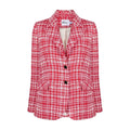 SELF-PORTRAIT Bouclé Checked Blazer in Red Self-Portrait