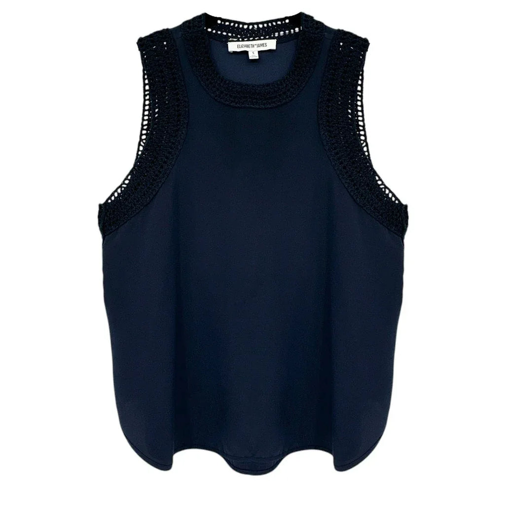 ELIZABETH and JAMES Vivi Crochet Trim Silk Top S - flyKAMP