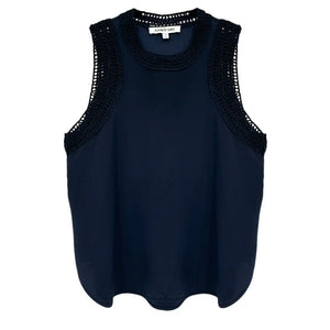 ELIZABETH and JAMES Vivi Crochet Trim Silk Top S