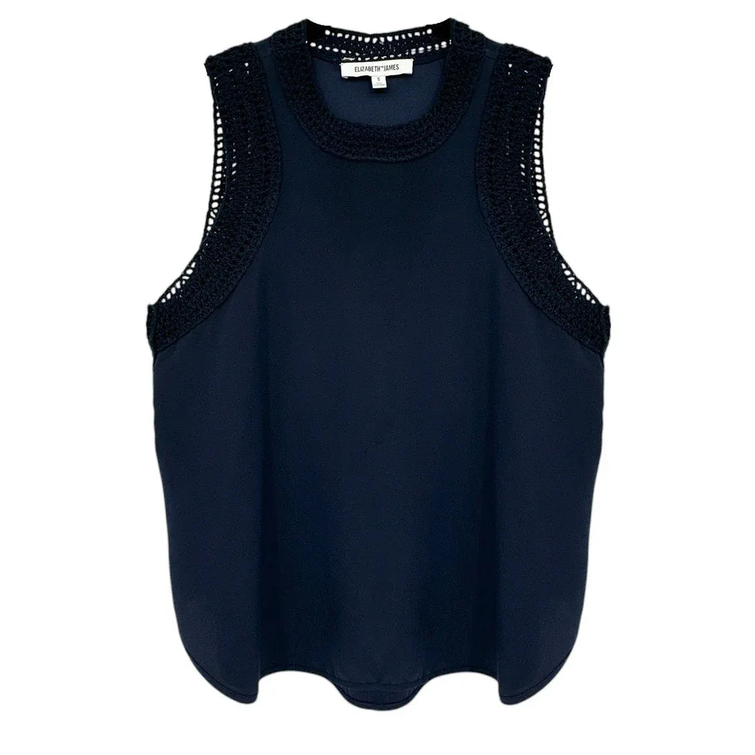 ELIZABETH and JAMES Vivi Crochet Trim Silk Top S - flyKAMP