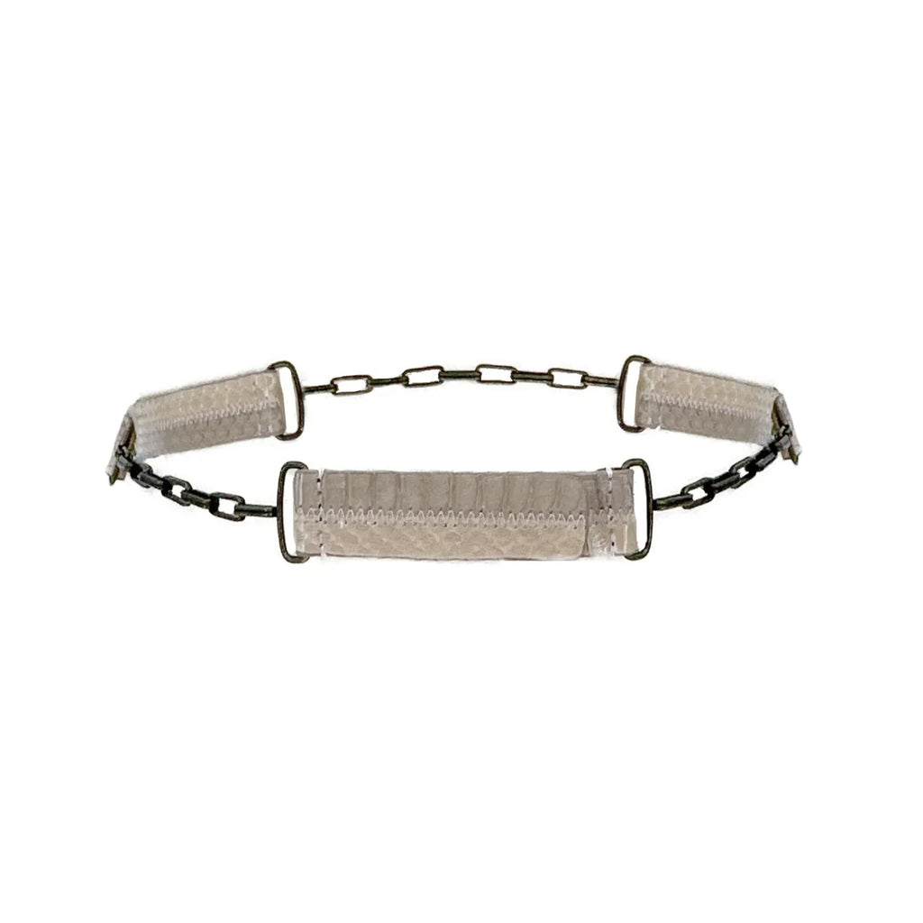 CAROLINA HERRERA Snakeskin & Leather Chain Belt In Latte S - flyKAMP