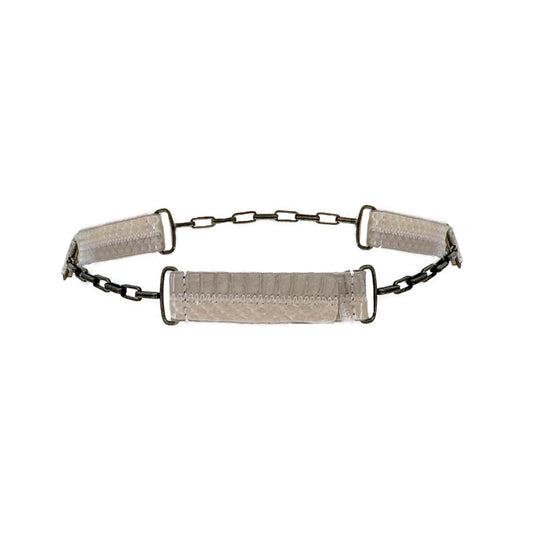 CAROLINA HERRERA Snakeskin & Leather Chain Belt In Latte S