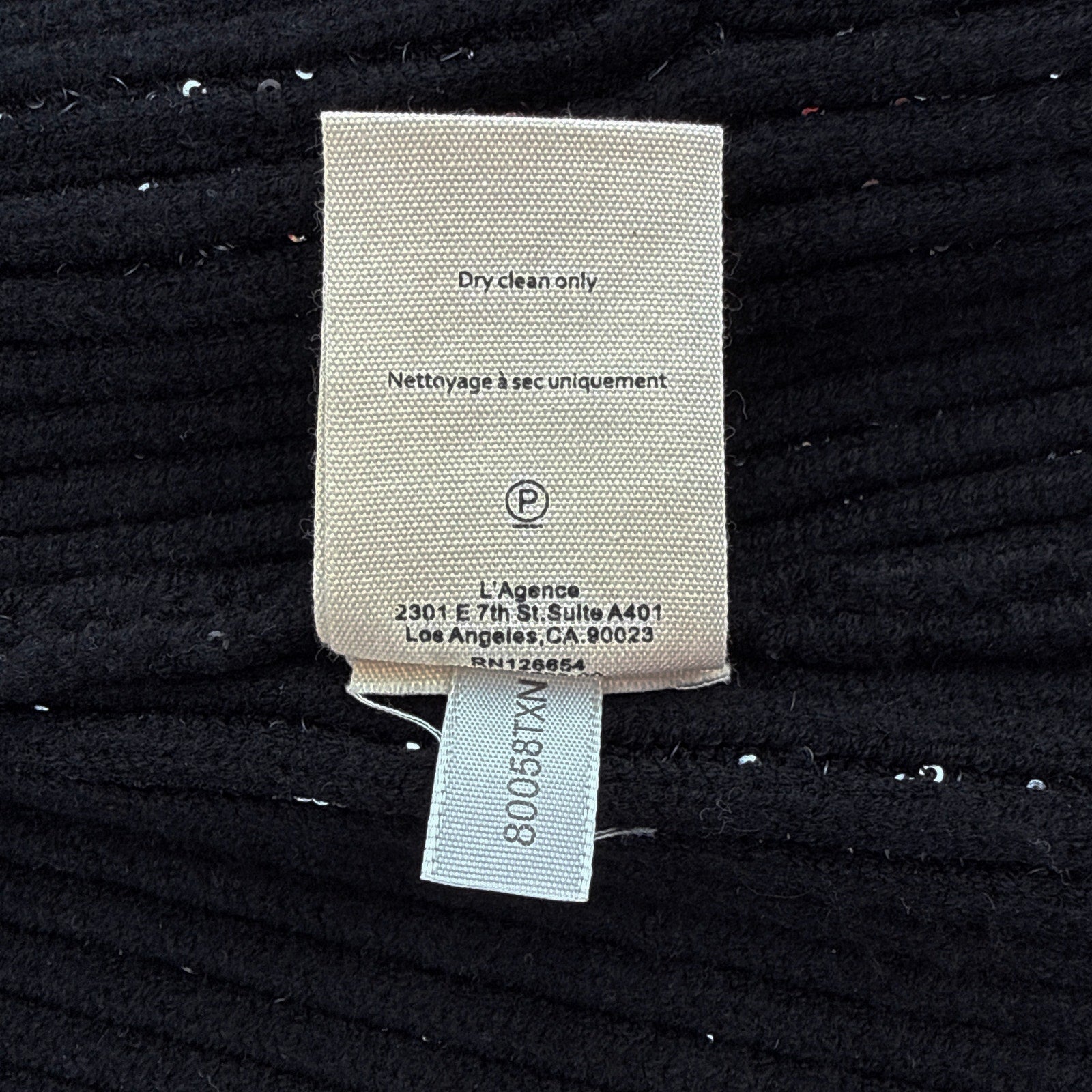 L'AGENCE Leonora Sequin Knit Blazer in Black Silver Sequin S L'Agence