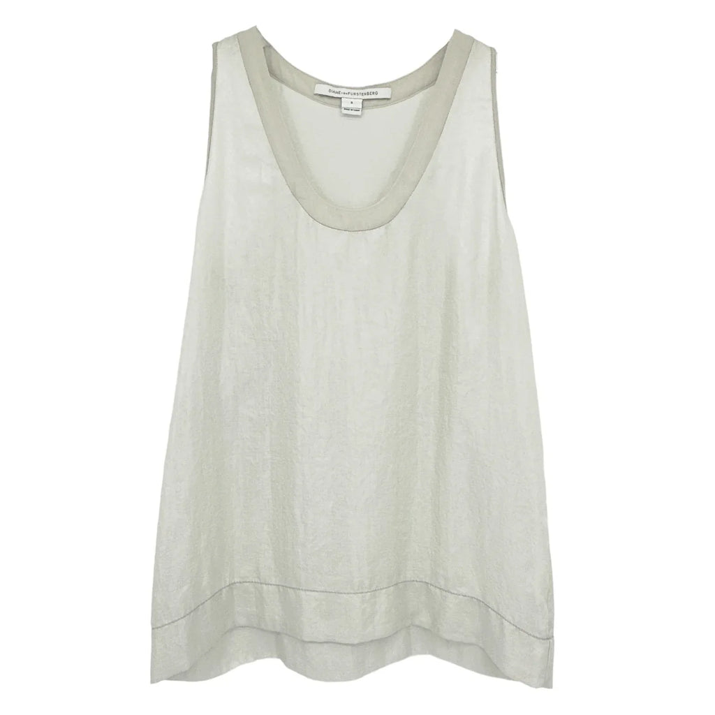 DIANE von FURSTENBERG DVF Emilia Crushed Metallic Tank in Silver S - flyKAMP