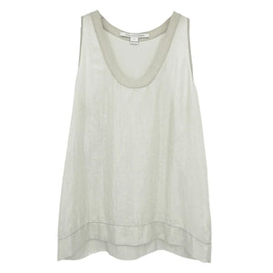 DIANE von FURSTENBERG DVF Emilia Crushed Metallic Tank in Silver S